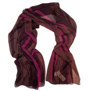 Beet Pink Striped Sheer Scarf Wrap – Lightweight Collection Eighteen
